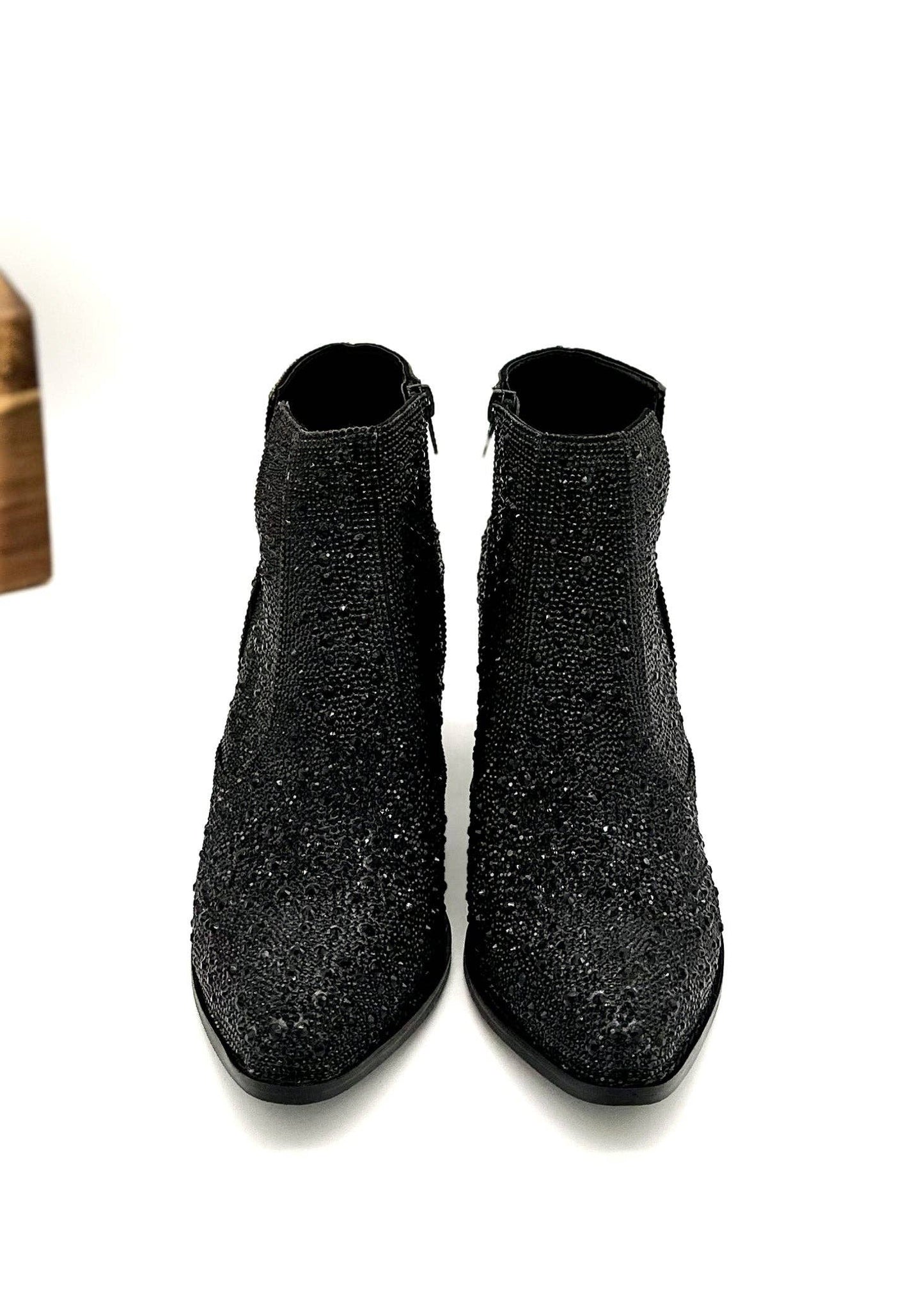 Shine Star Rhinestone Bootie in Black: 7.5