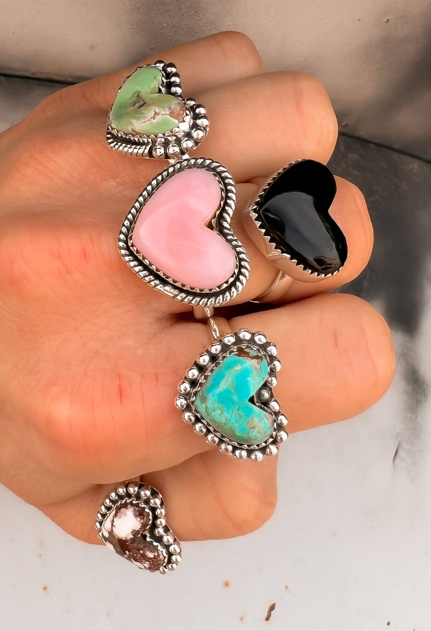 With All My Love Single Stone Heart Ring MADE TO ORDER: 8 / Turquoise
