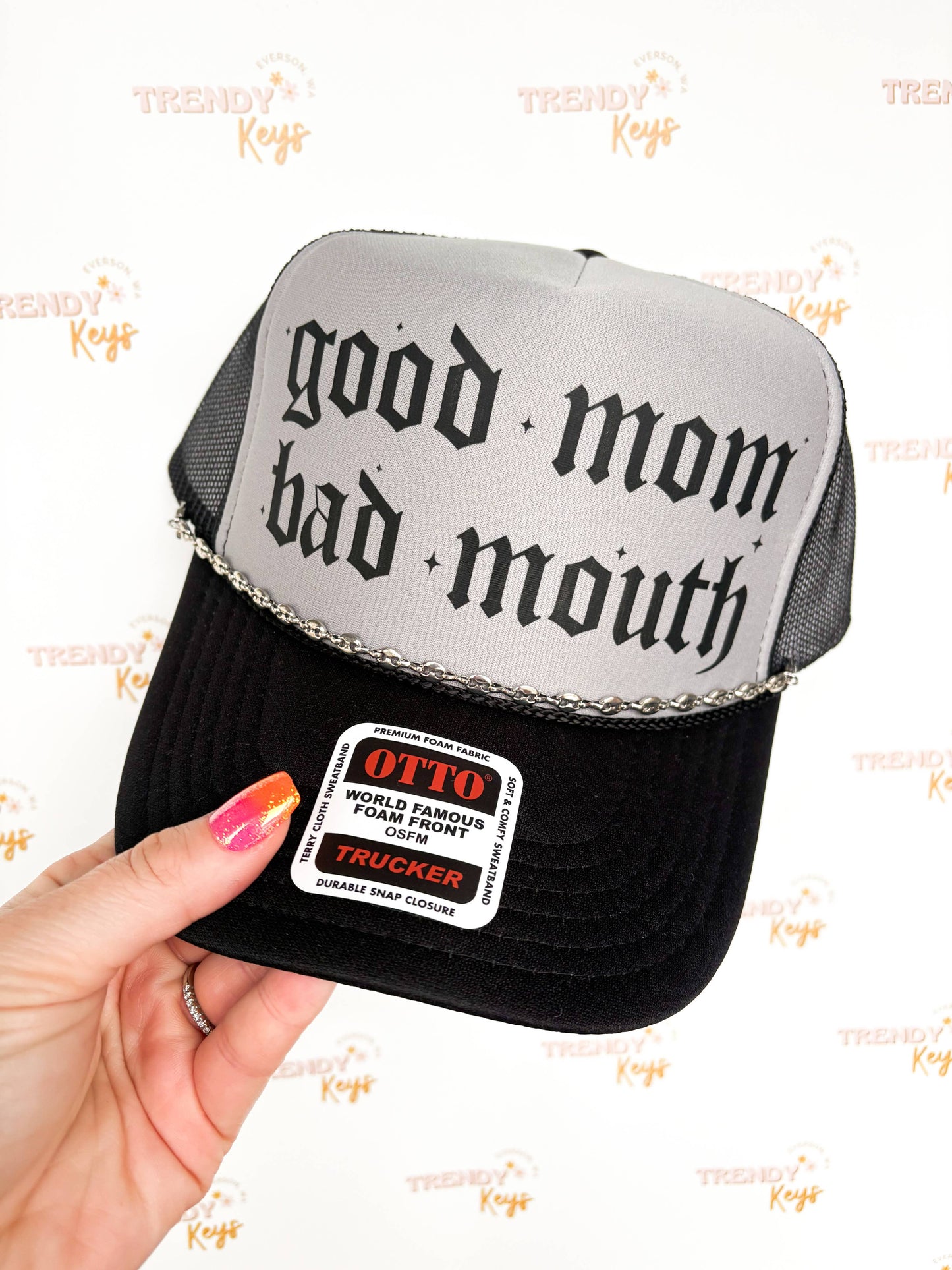 Good Mom, Bad Mouth Trucker Hat: No Chain