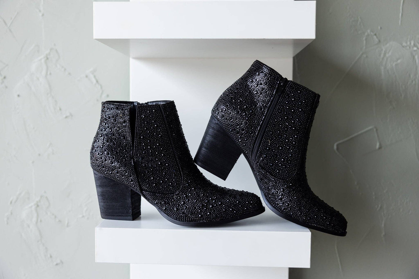 Shine Star Rhinestone Bootie in Black: 7.5