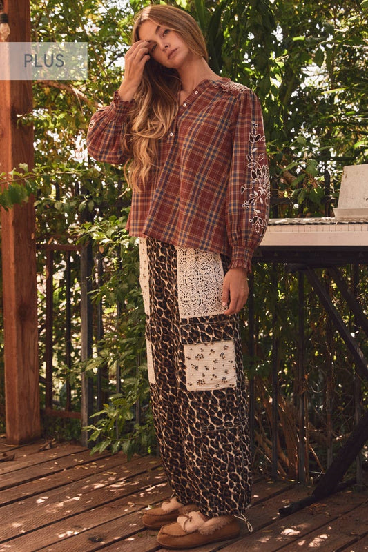 Plus Leopard Printed Bubble Pants