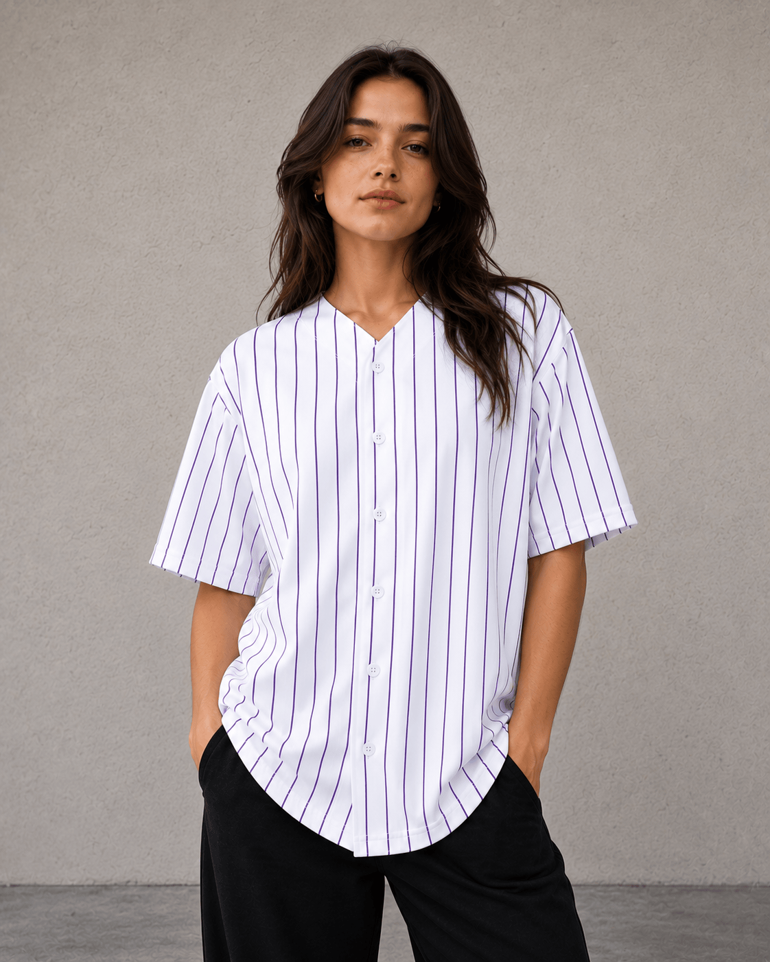 Adult Pinstripe Button-Down Baseball Jersey: White/Gold (Pinstripe) / Medium