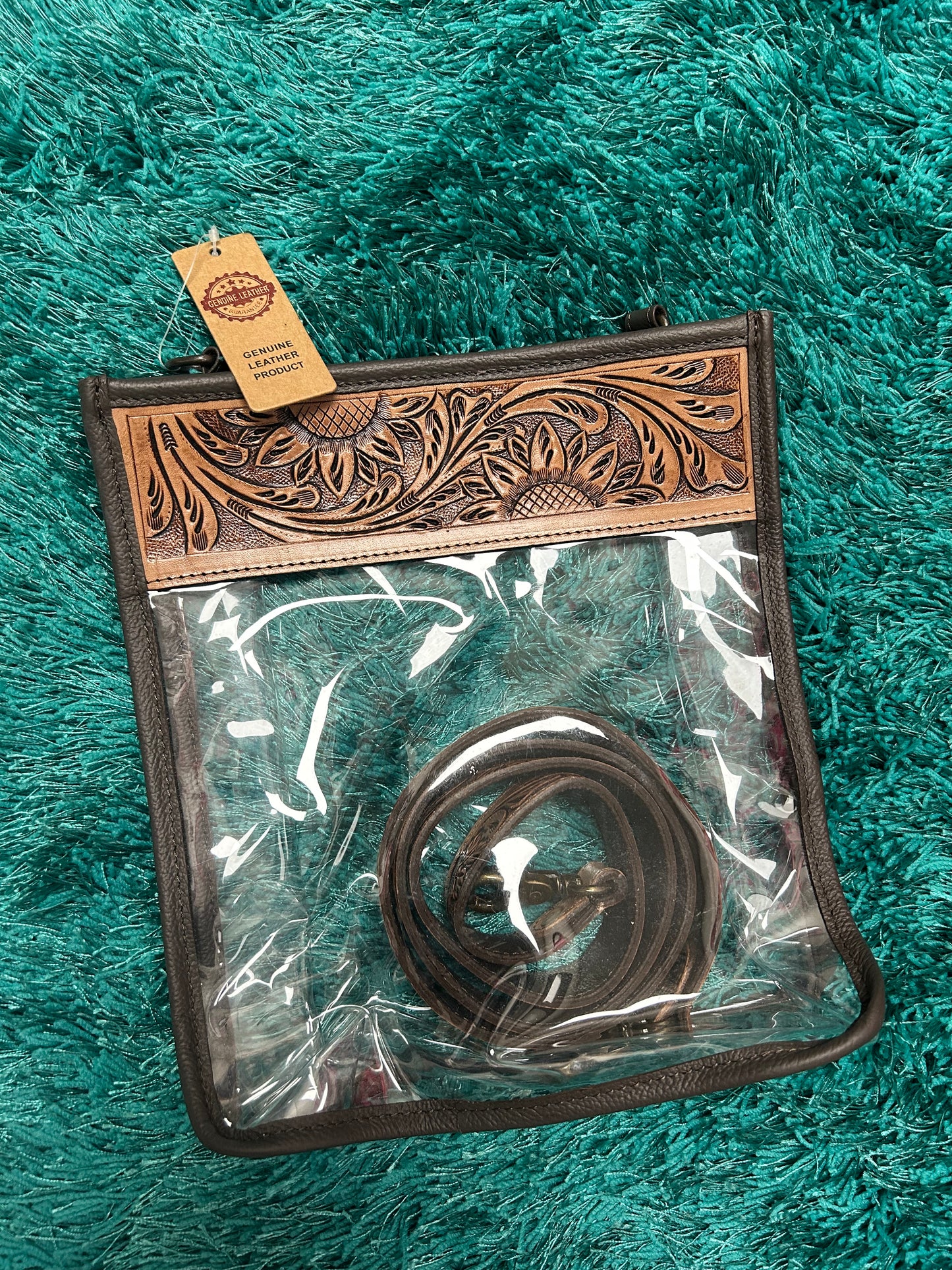 HANDMADE GENUINE LEATHER TRANSPARENT BAG