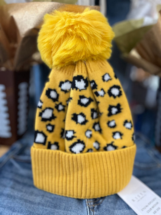 YELLOW LEOPARD BEANIE