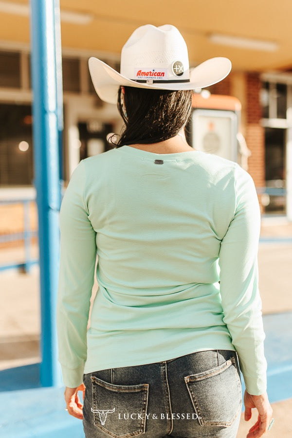 Mint Western Quarter Concho Button Long Sleeve