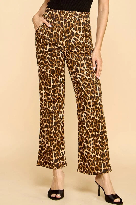 LEOPARD PRINT STRAIGHT PANTS