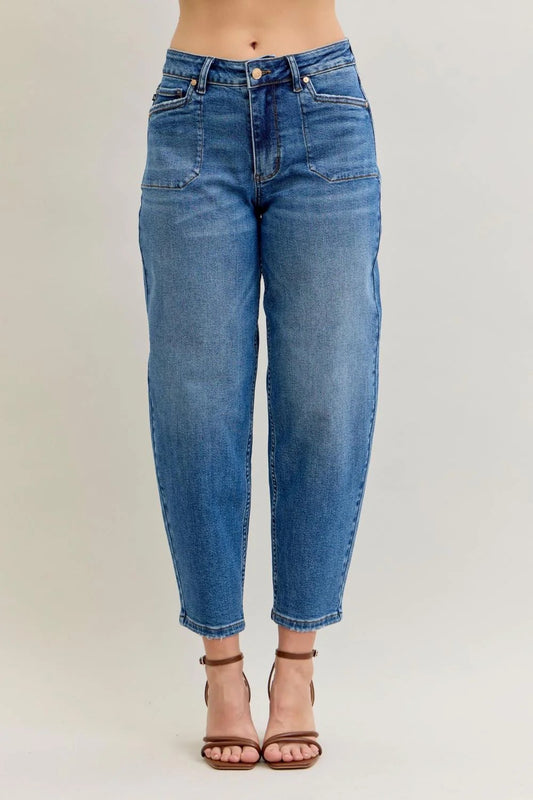 Judy Blue High Waist Soft Barrel Stitch Thru Pocket Denim Jeans
