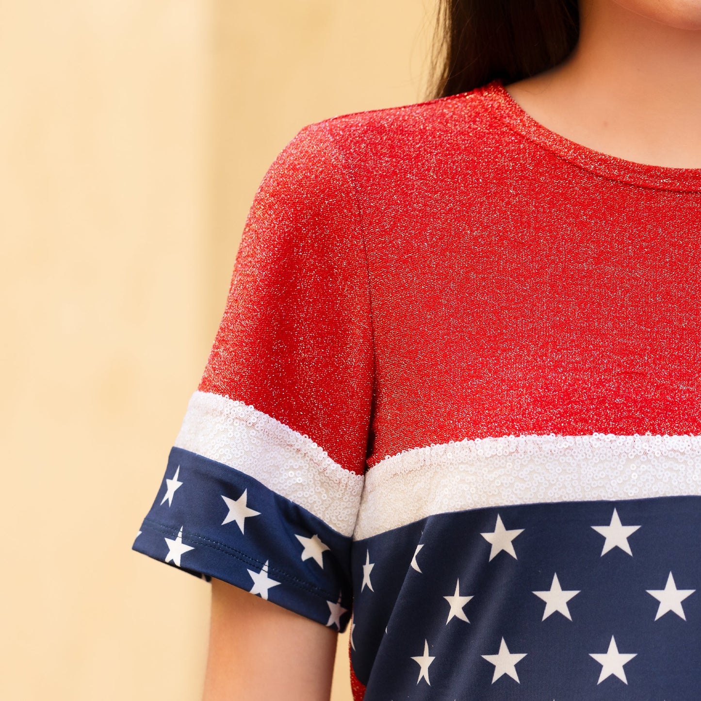 Sequined Half Sleeve Top