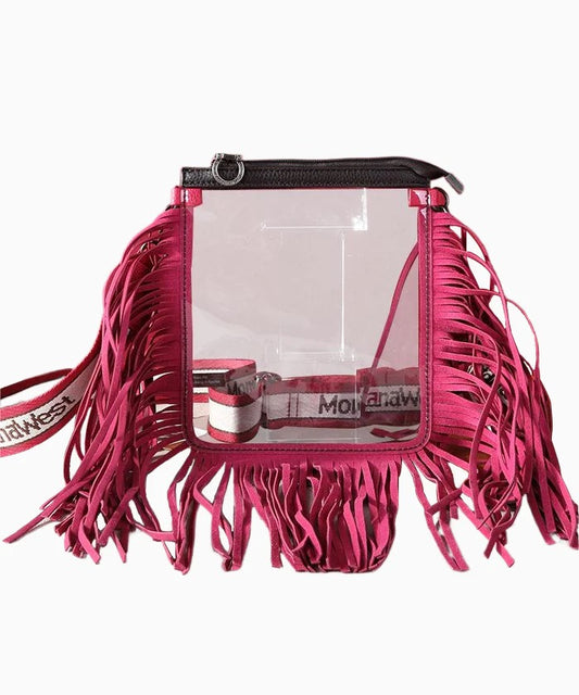 Montana West Western Fringe Clear Stadium Crossbody