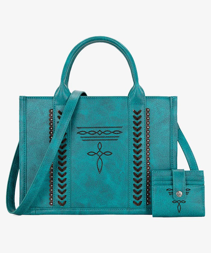 Montana West Whipstitch Tote With Matching Bi-Fold Wallet