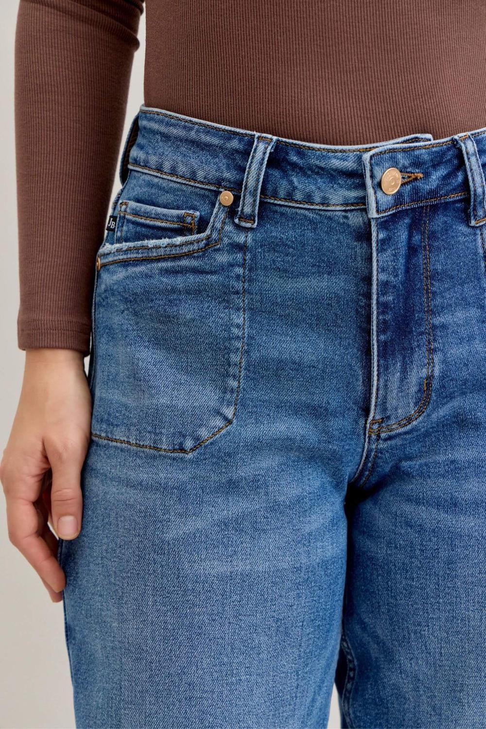 Judy Blue High Waist Soft Barrel Stitch Thru Pocket Denim Jeans