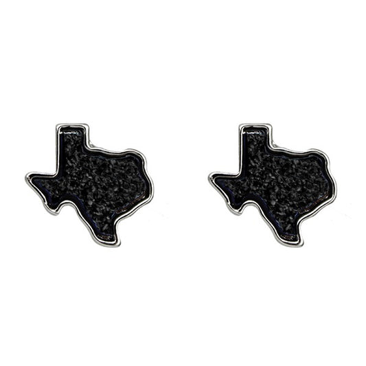 TEXAS DRUZY STUD EARRINGS - BLACK