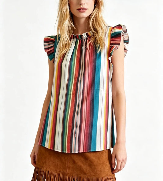 SERAPE TOP RUFFLE SLEEVE & NECKLINE