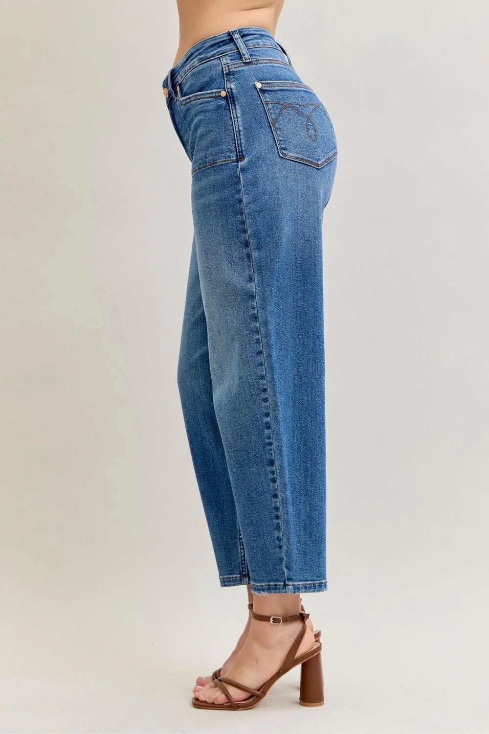 Judy Blue High Waist Soft Barrel Stitch Thru Pocket Denim Jeans