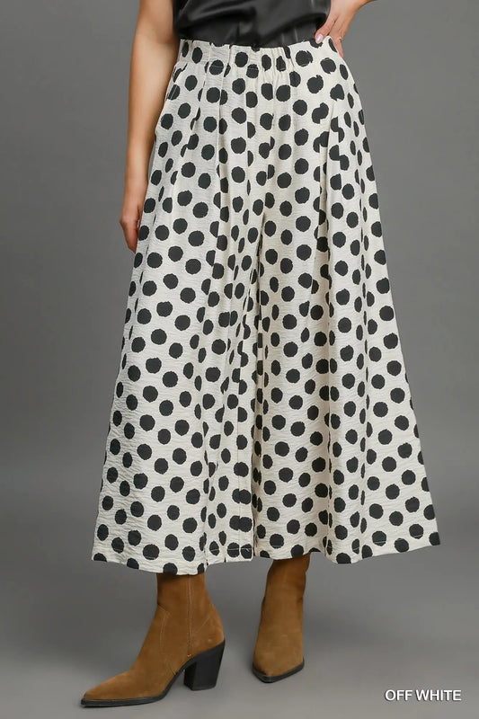 Playful Polka Wide Leg Pants WHITE W/ BLACK DOTS
