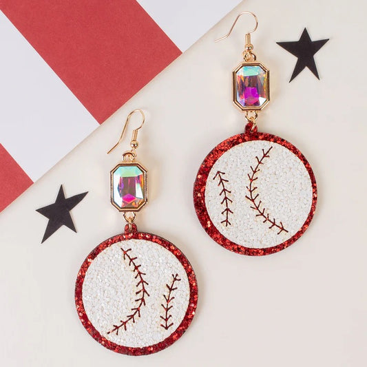 Baseball Earrings - Red & White