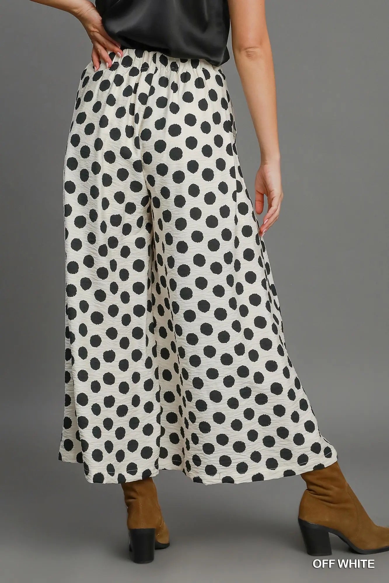 Playful Polka Wide Leg Pants WHITE W/ BLACK DOTS