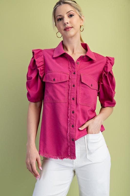 GIGIO DENIM RUFFLE SLEEVE