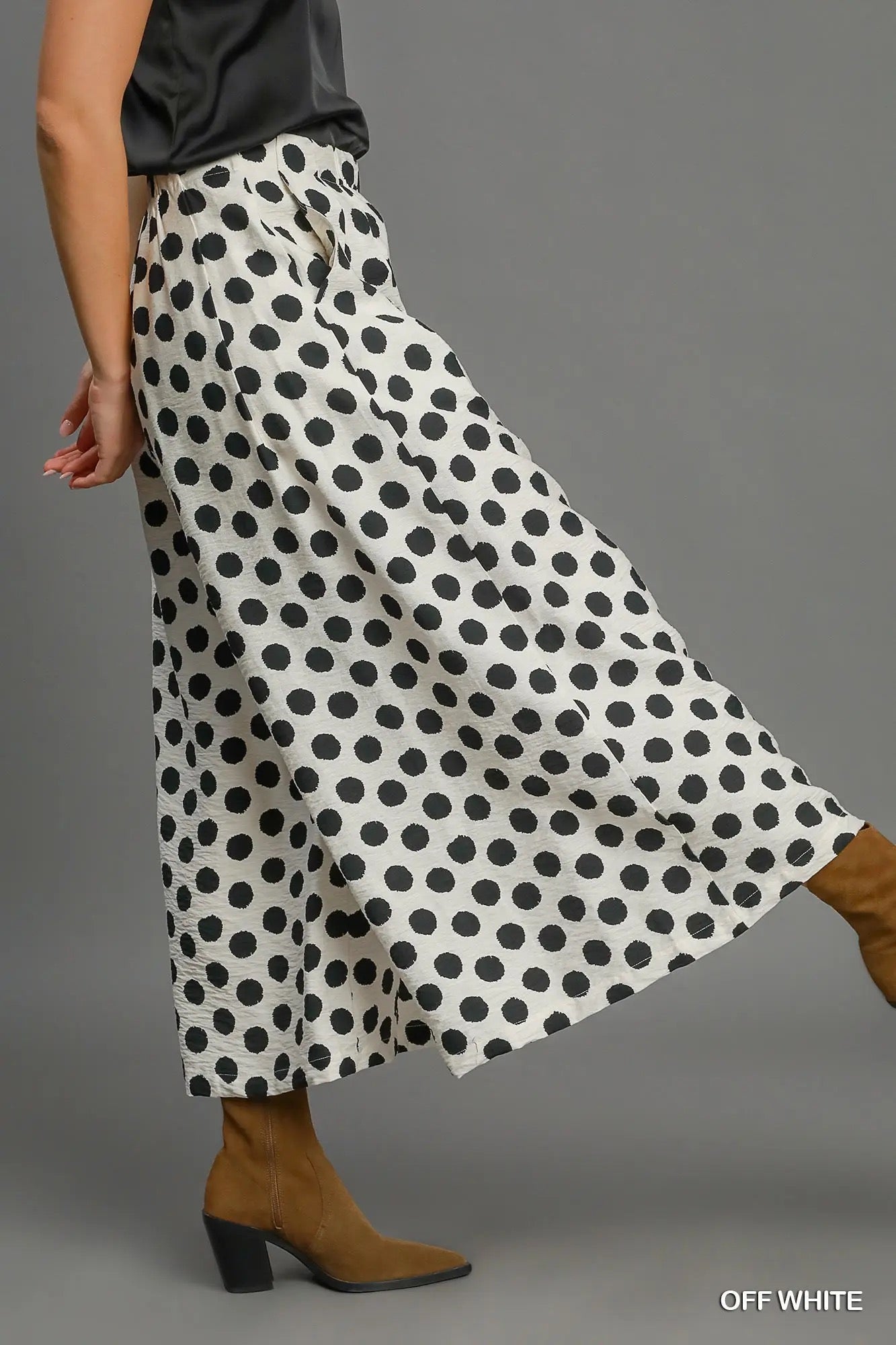 Playful Polka Wide Leg Pants WHITE W/ BLACK DOTS