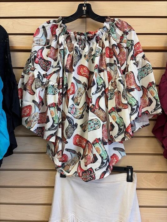 BOOTS PRINTED W/ BELL SLEEVES