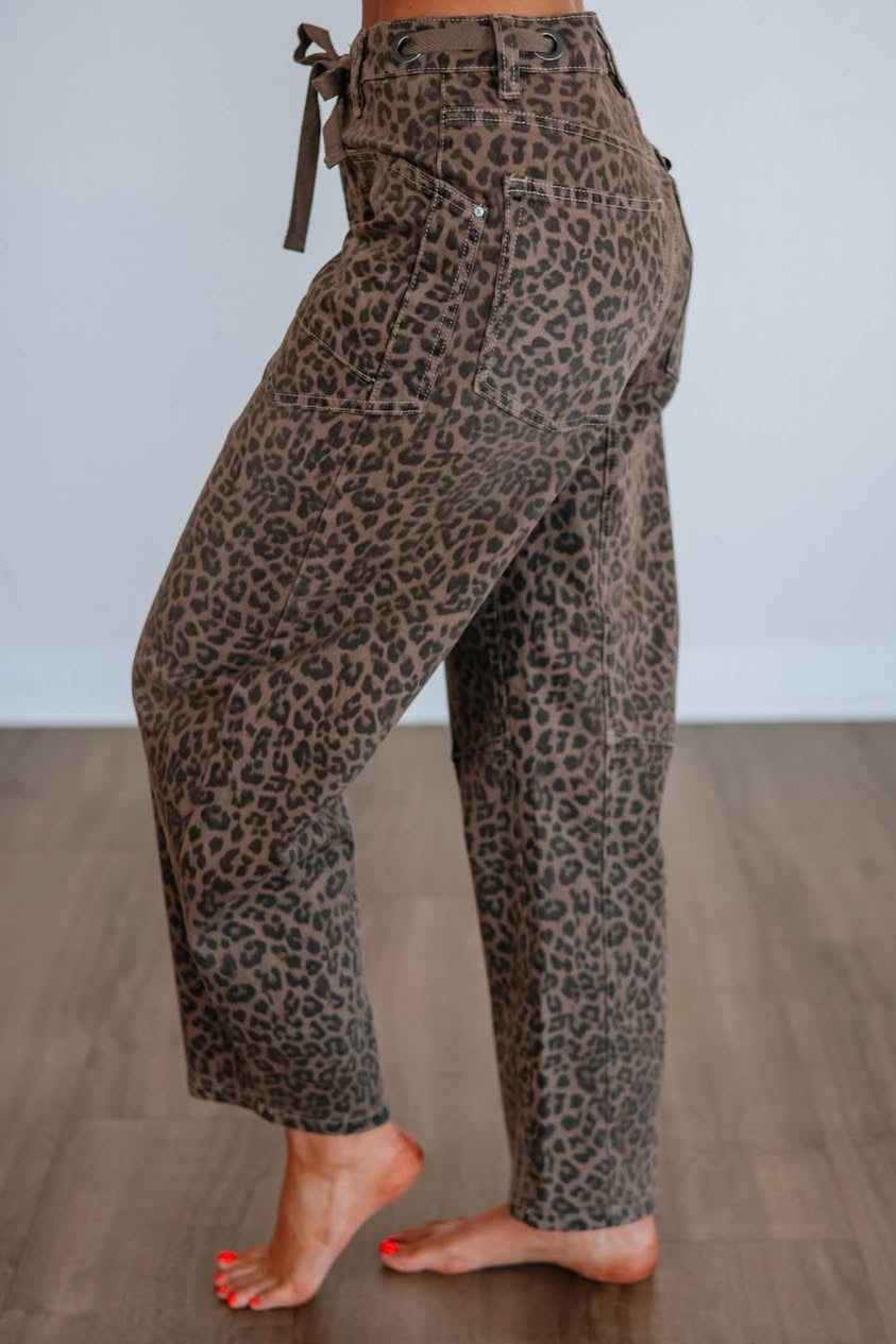 RISEN Slouchy Crop Barrel Pants with  Drawstring