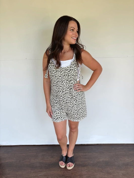 Leopard Printed Cotton Romper WHITE LEOPARD