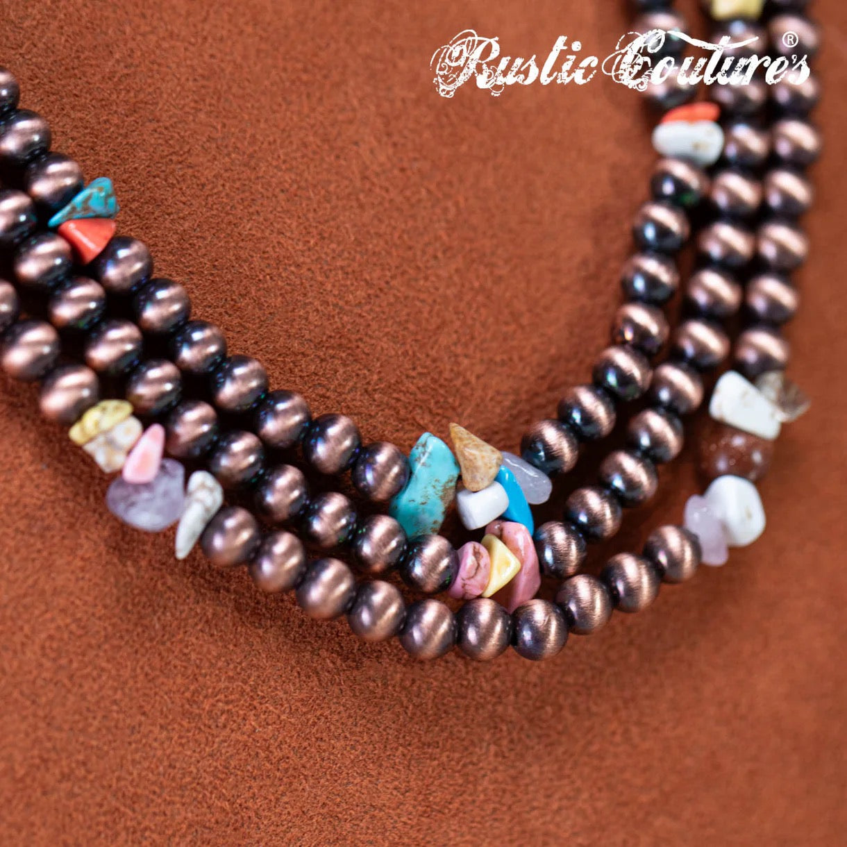 Rustic Couture's Layered Beaded Chips Mixed Necklace Earrings Set
