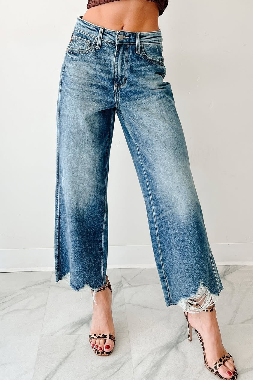 JUDY BLUE  WIDE CROP. HIGH WAIST RIGID FRONT 88963