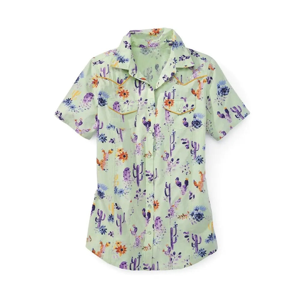 Cactus Bloom Print Western Shirt
