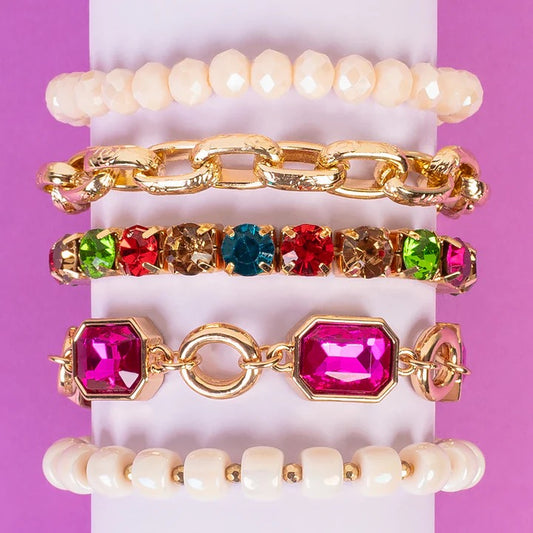Crystal Stacked Bracelets - Multi