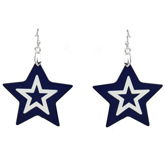 BLUE/WHITE STAR EARRINGS