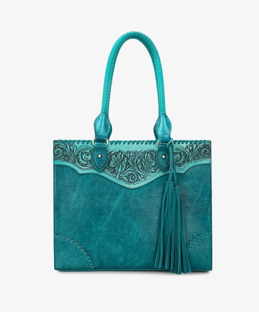 MONTANA WEST TOOLED FRINGE TOTE BAG