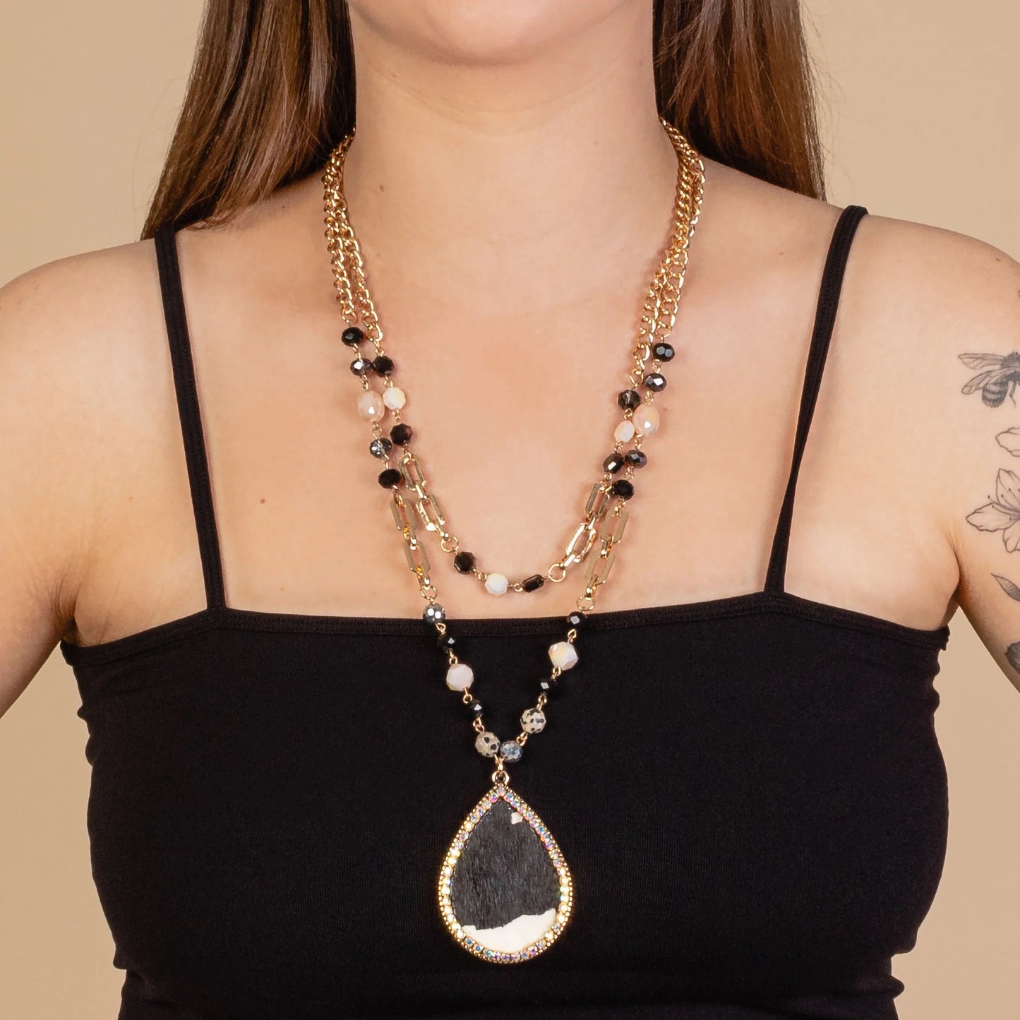 LAYERED ANIMAL PRINT NECKLACE