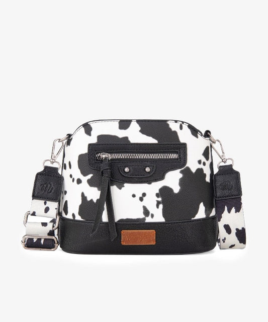 WRANGLER ZIPPERED COW PRINT CROSSBODY BAG