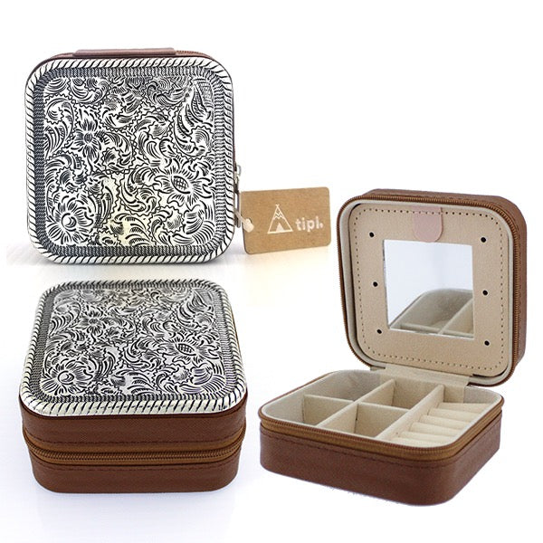 WESTERN THEME METAL PLATE JEWELRY BOX