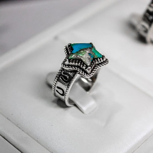 KINGMAN TURQUOISE Starry Stamped Sterling Ring