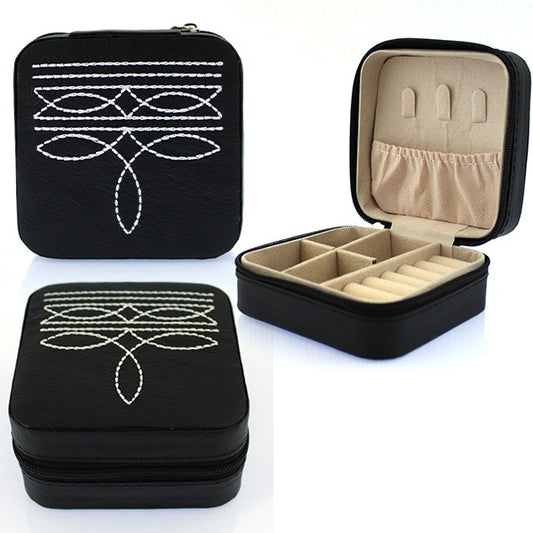 WESTERN BOOT STITCH LEATHER JEWELRY BOX