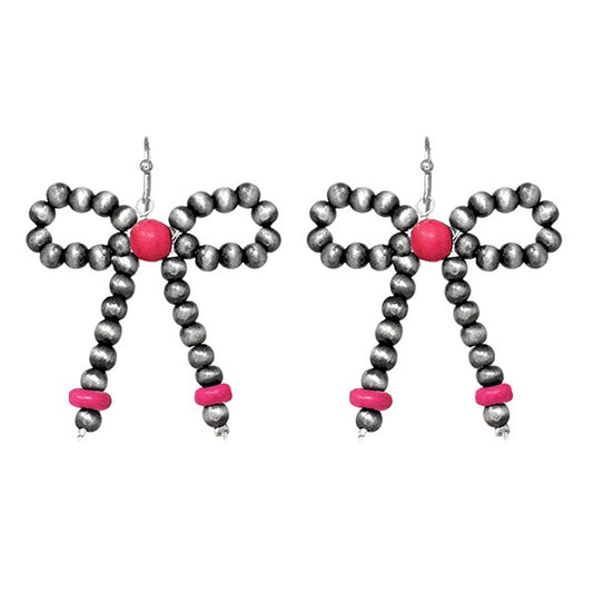WESTERN PEARLS W/SEMI STONE BOW EARRINGS