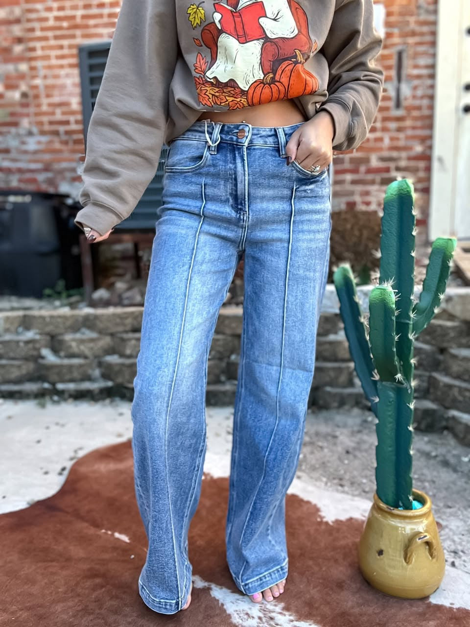 RISEN HIGH WAIST PINTUCK DETAILED