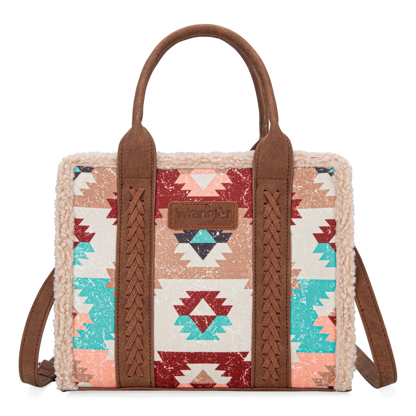 Wrangler Sherpa Southwestern Print Small Canvas Tote/Crossbody