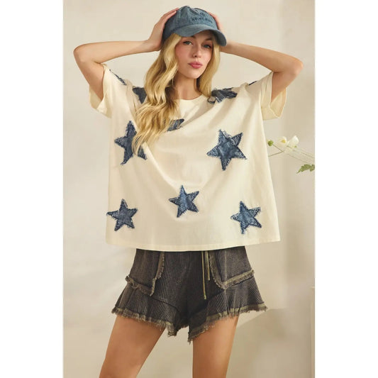 Starlit Denim Applique Tee
