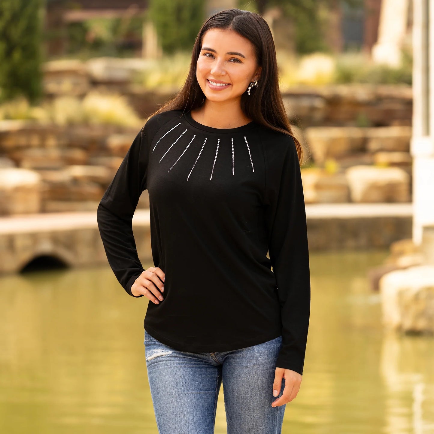 Embellished Long Sleeve Top