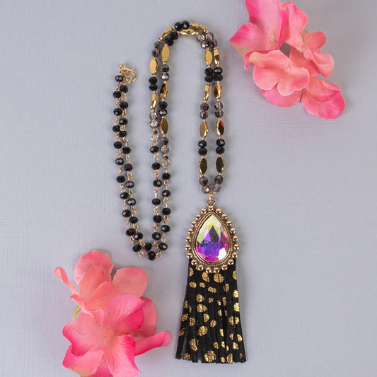 TASSEL NECKLACE ANIMAL PRINT