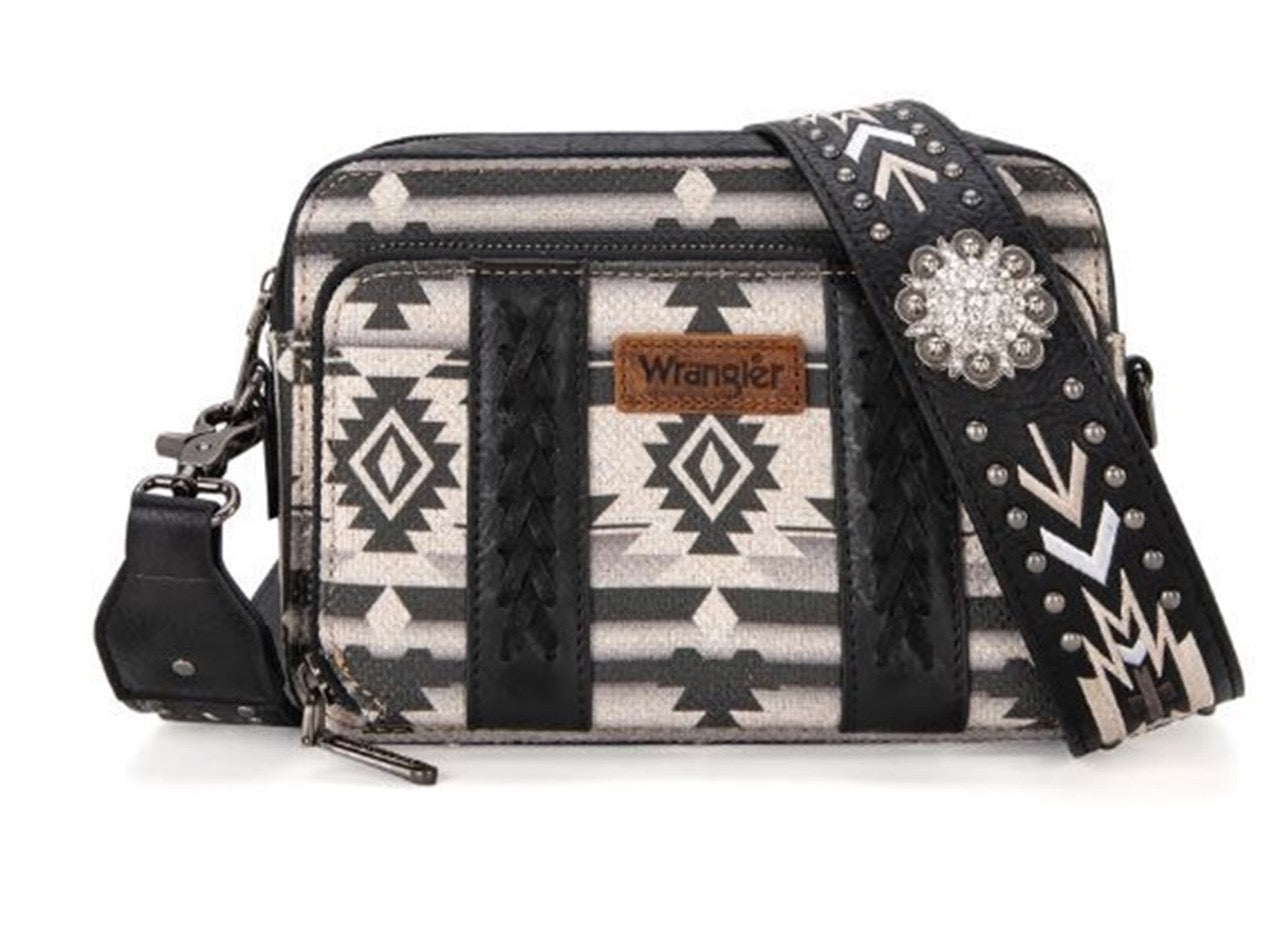 Wrangler Aztec Printed Crossbody Purse With Wallet Compartment