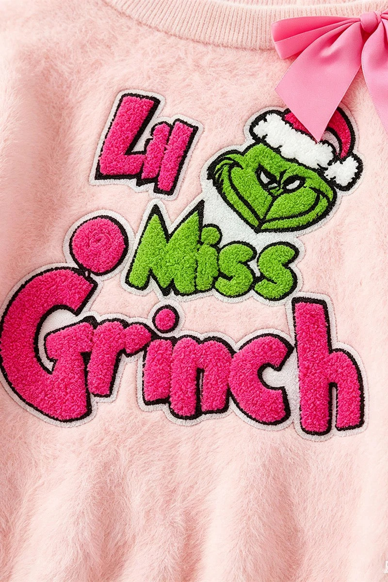PINK COLD SHOULDER CHRISTMAS SWEATSHIRT WITH GLITTER APPLIQUE