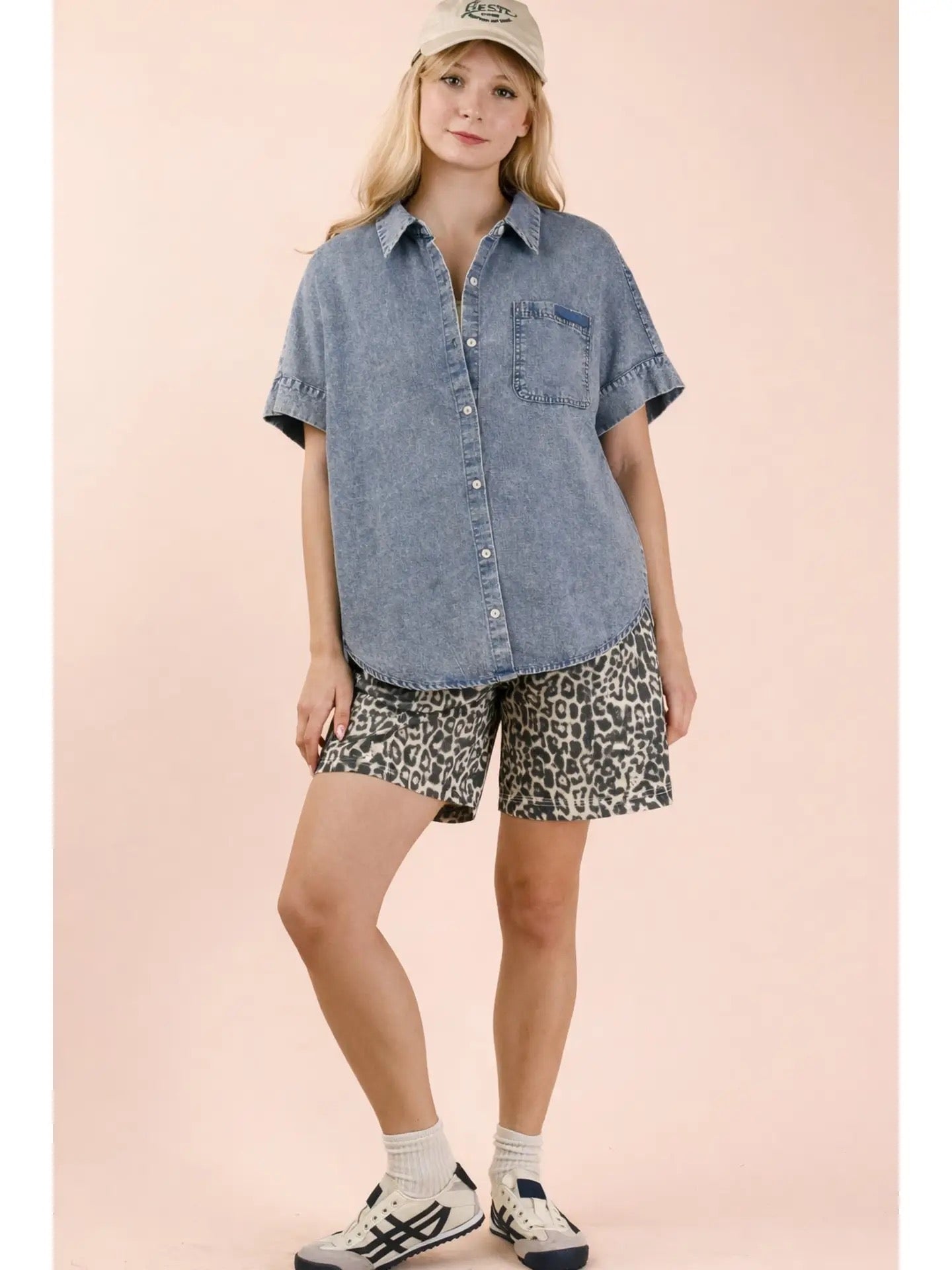 Mineral Washed Chambray Oversized Top