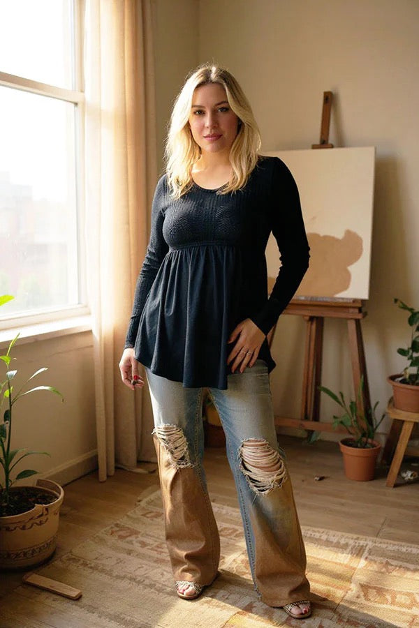 BABYDOLL LONG SLEEVE TOP