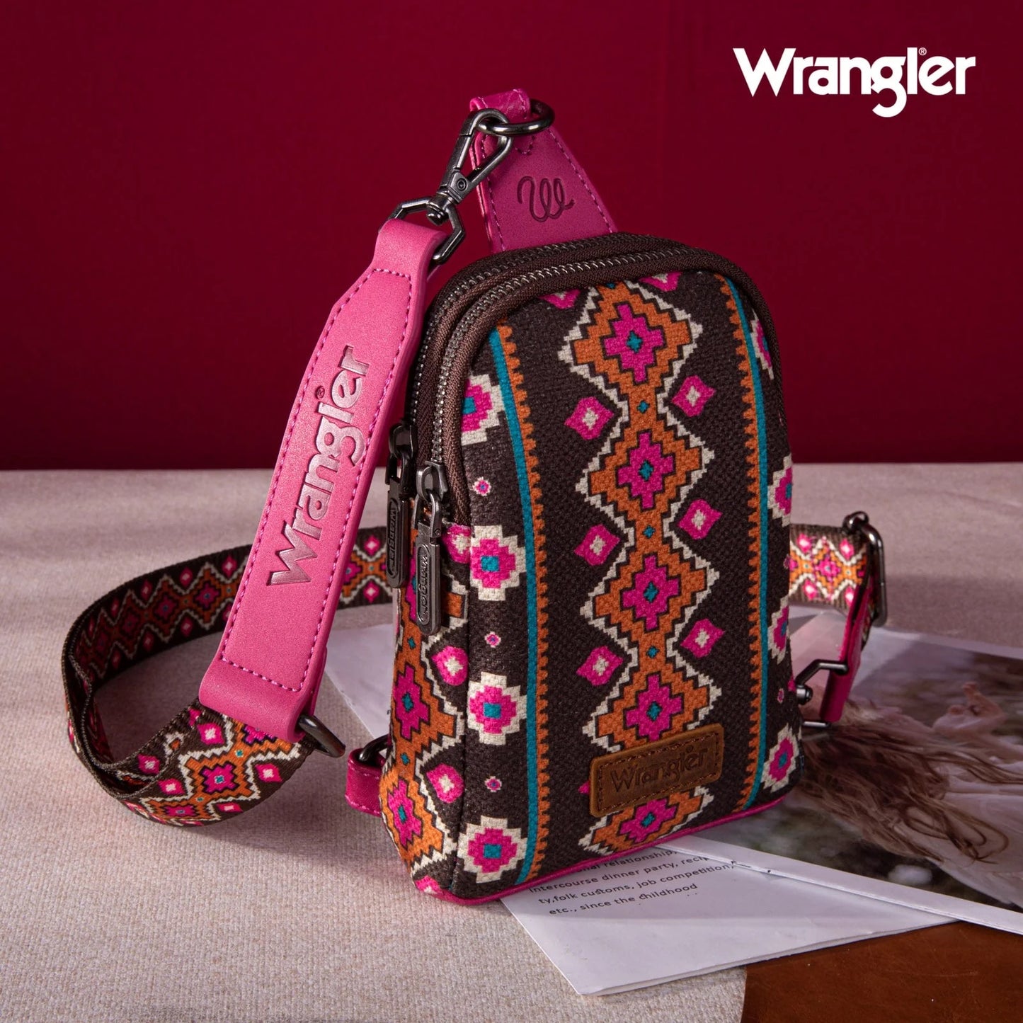 Wrangler Aztec Print Crossbody Sling Chest Bag