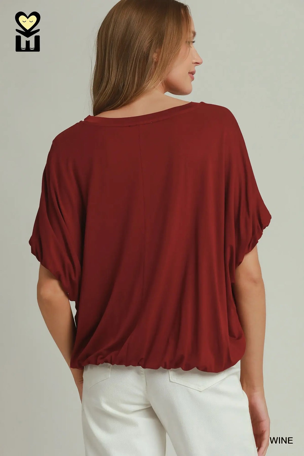 Double Lined Bubble Sleeve & Hem Top