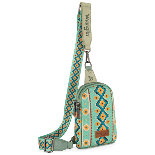 Wrangler Aztec Print Crossbody Sling Chest Bag